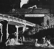 HAWKSBILL CREEK SWIMMING HOLE, WITH TIME FREIGHT NO. 96 NORTHBOUND